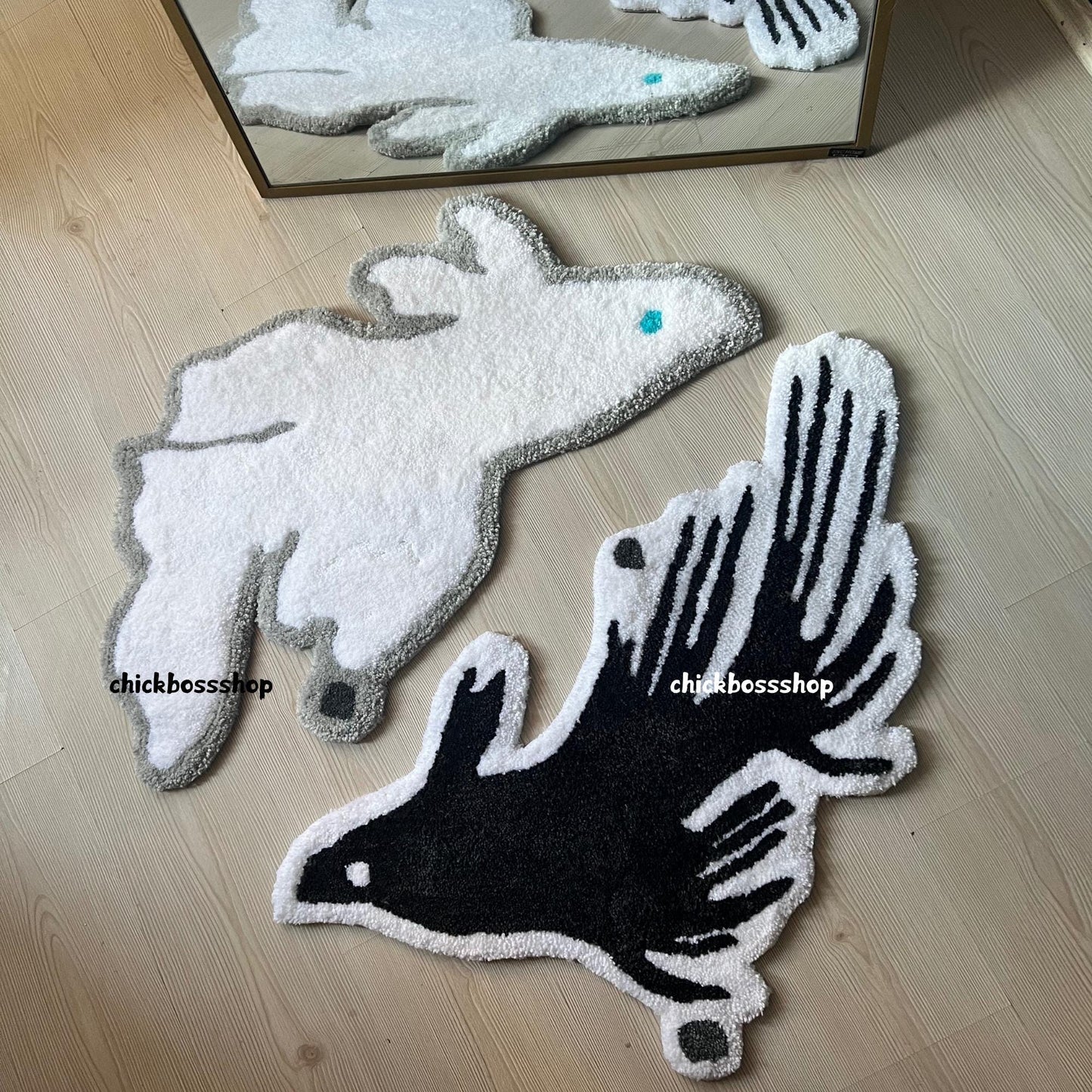 Yin Yang Koi Fish Tufted Rug | Black & White Minimalist Design