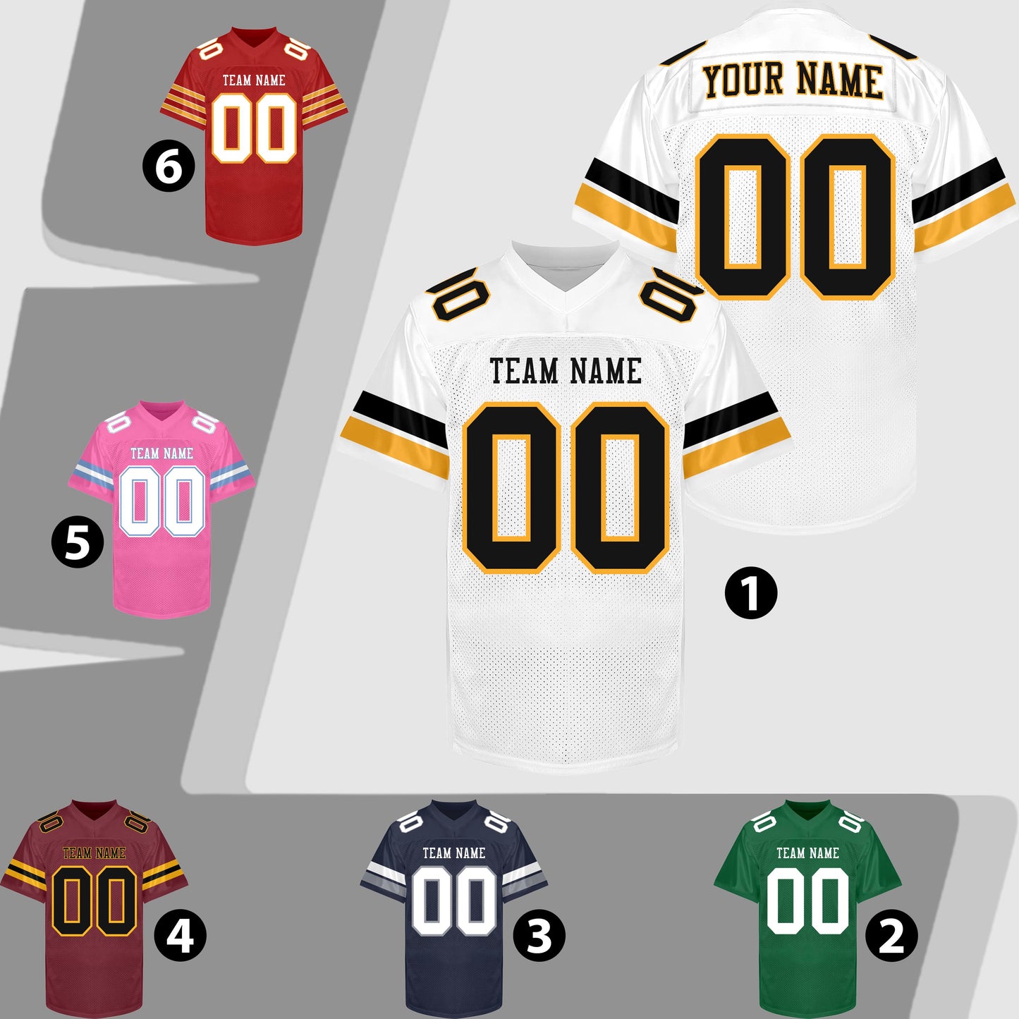 Custom White Football Jersey Men Women, Personalized White Black Gold Football Jersey Shirt, Customize Team jersey Uniform for Fans Lovers