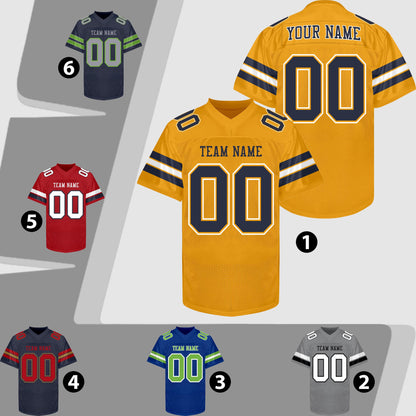 Custom Gold Black Football Jersey, Custom Gold White Football Jersey Men Women Youth Kid Game Training Shirt Football Lover Uniform Gift