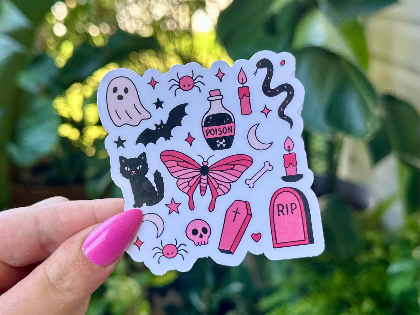 Pretty Poison Waterproof Sticker, Handdrawn Art, Bestfriend Gifts, Positivity, Halloween, Fall, Girly Spooky, Autumn