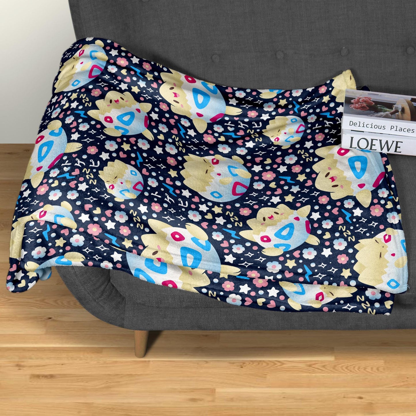 Togepi Fleece Blanket, Cute Kawaii Throw Blanket for Kids and Adults, Soft Cozy Cotton Bedding, Home Decor Gift, Togepi Blanket Gifts