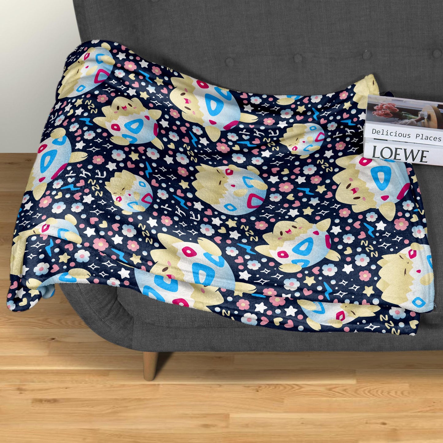 Togepi Fleece Blanket, Cute Kawaii Throw Blanket for Kids and Adults, Soft Cozy Cotton Bedding, Home Decor Gift, Togepi Blanket Gifts