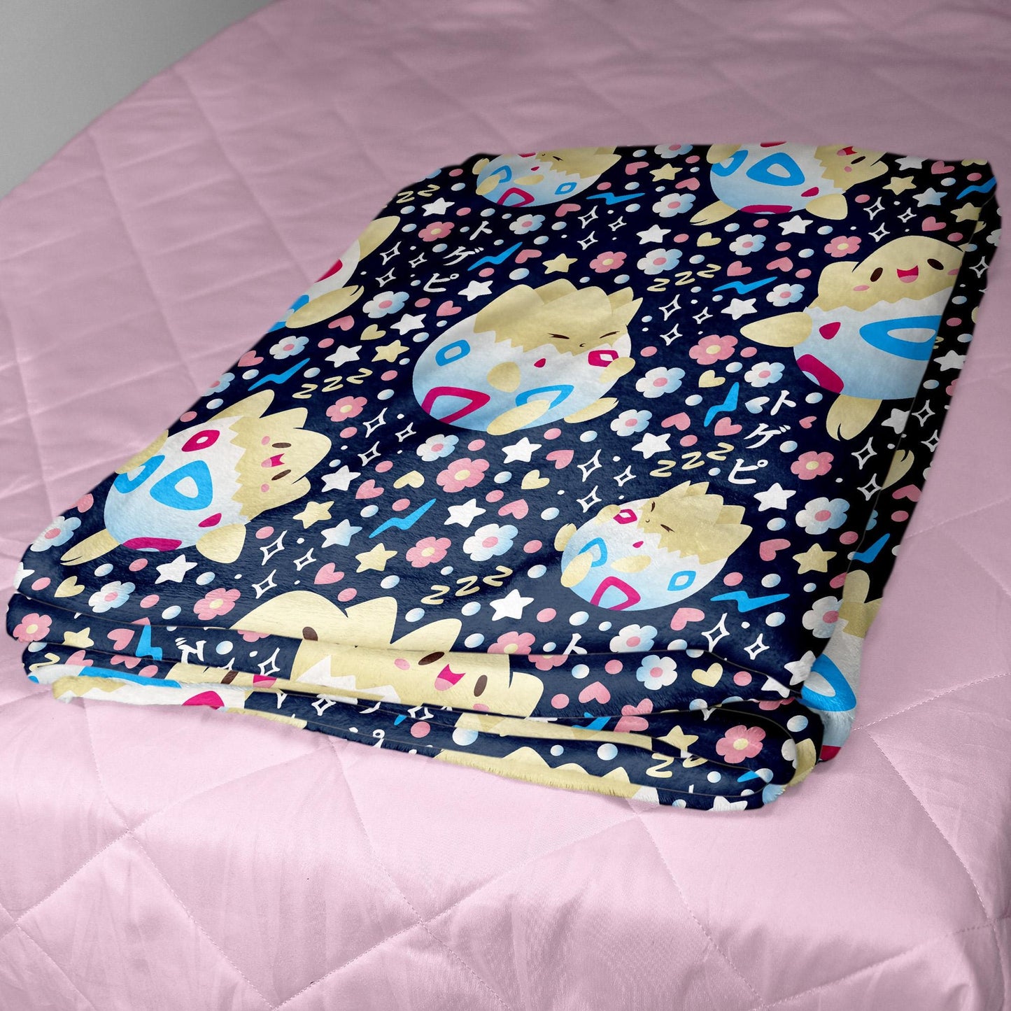 Togepi Fleece Blanket, Cute Kawaii Throw Blanket for Kids and Adults, Soft Cozy Cotton Bedding, Home Decor Gift, Togepi Blanket Gifts