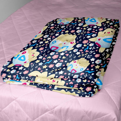 Togepi Fleece Blanket, Cute Kawaii Throw Blanket for Kids and Adults, Soft Cozy Cotton Bedding, Home Decor Gift, Togepi Blanket Gifts