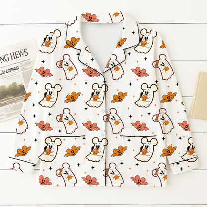 Halloween Mk Mn Mouse Pajamas Set, Mn Ghost Mk Bat Sleepwear, WDW Cartoon Homewear, Cozy Fall Loungewear, Spooky Season Gift