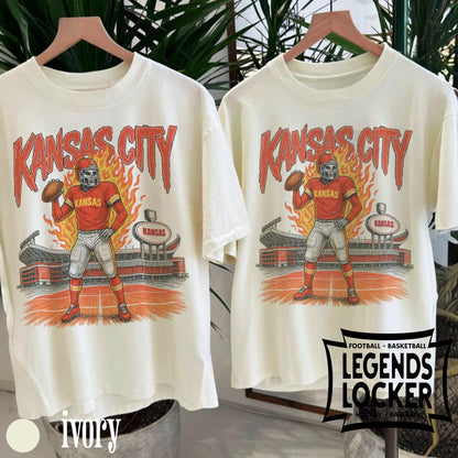 Kansas City Football T-Shirt, Vintage Kansas Football Graphic Tee, Gift for KC Fans