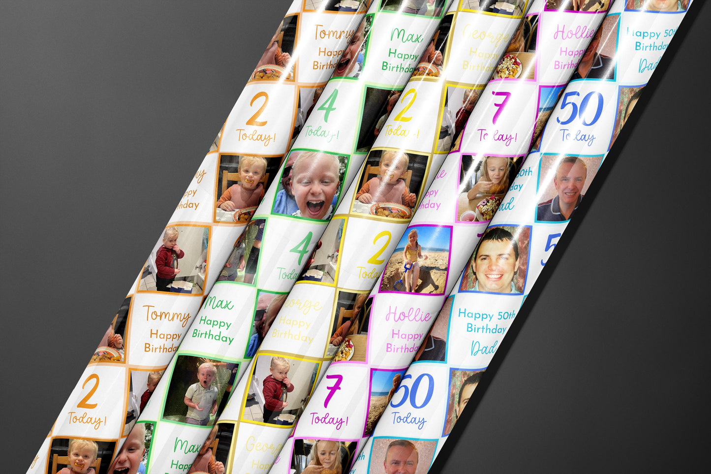 Personalised Photo Gift Wrap, Wrapping Paper, Birthday, Your Name, Customised, Wedding, Party, Paper, Your Colour, Anniversary, Recycle, Eco
