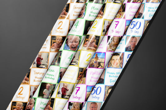 Personalised Photo Gift Wrap, Wrapping Paper, Birthday, Your Name, Customised, Wedding, Party, Paper, Your Colour, Anniversary, Recycle, Eco