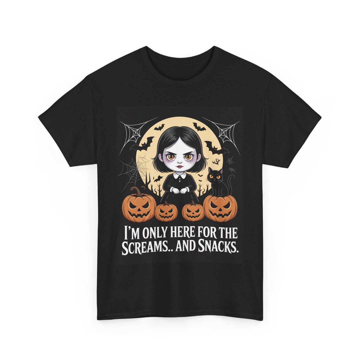 Halloween Wednesday Addams Cat T-Shirt, Funny Gothic Tee, Spooky Cute Black Cat Shirt, Creepy Cute Halloween Graphic Tee