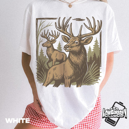 Retro Deer T-Shirt, Vintage Wildlife Graphic Tee, Rustic Nature Adventure Shirt, Gift for Animal and Hunting Lovers