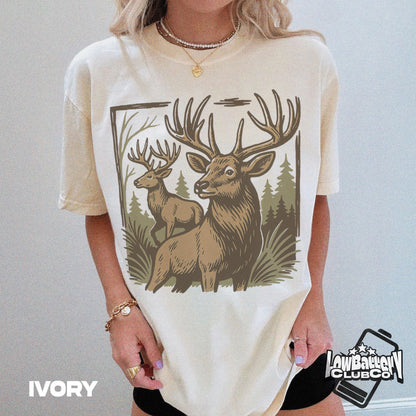 Retro Deer T-Shirt, Vintage Wildlife Graphic Tee, Rustic Nature Adventure Shirt, Gift for Animal and Hunting Lovers