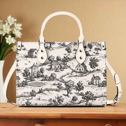 Noir Echo Toile | Tote Handbag | Top-Grain Leather Handbag | Vegan Leather | Shoulder Bag | Custom Tote Bag | Trend Gift | Top-Handle Purse