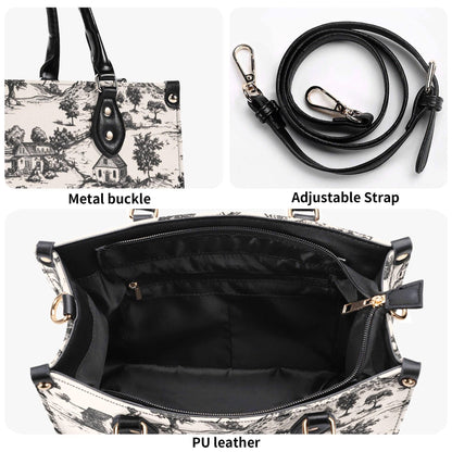 Noir Echo Toile | Tote Handbag | Top-Grain Leather Handbag | Vegan Leather | Shoulder Bag | Custom Tote Bag | Trend Gift | Top-Handle Purse