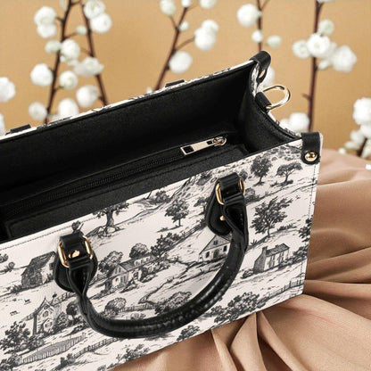 Noir Echo Toile | Tote Handbag | Top-Grain Leather Handbag | Vegan Leather | Shoulder Bag | Custom Tote Bag | Trend Gift | Top-Handle Purse