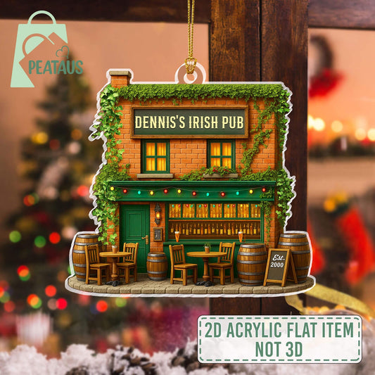 Personalized Irish Pub 2D Flat Ornament, Irish Pub Acrylic Ornament, Irish Ornament, Ireland Gifts Shamrock, Pub Decor Gift For Pub Lover