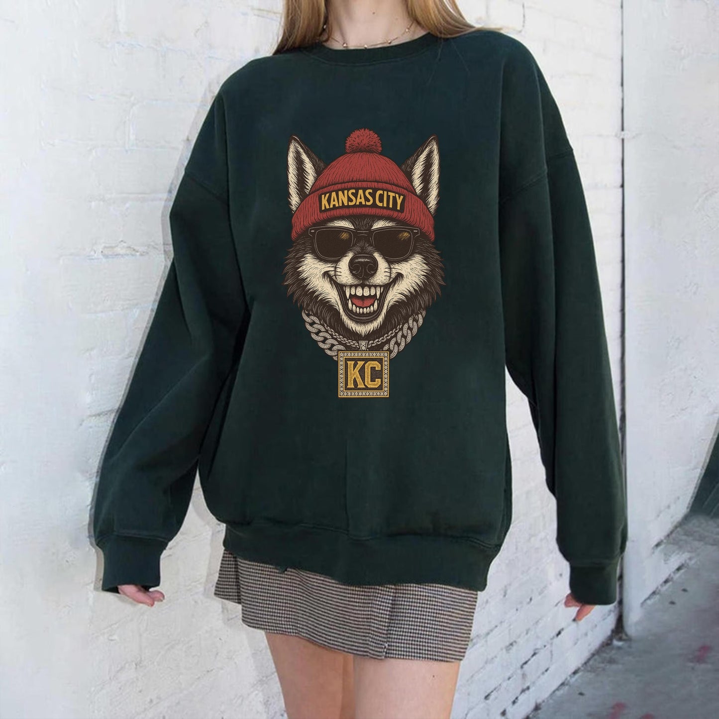 Kansas City Wolf FootballSweatshirt, Football Fan Gift, Game Day Shirt, Kansas City Sweatshirt,Vintage Style Kansas City