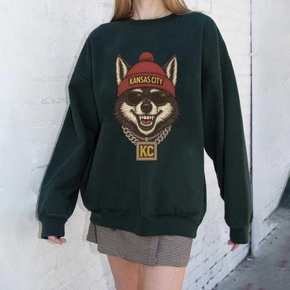 Kansas City Wolf FootballSweatshirt, Football Fan Gift, Game Day Shirt, Kansas City Sweatshirt,Vintage Style Kansas City