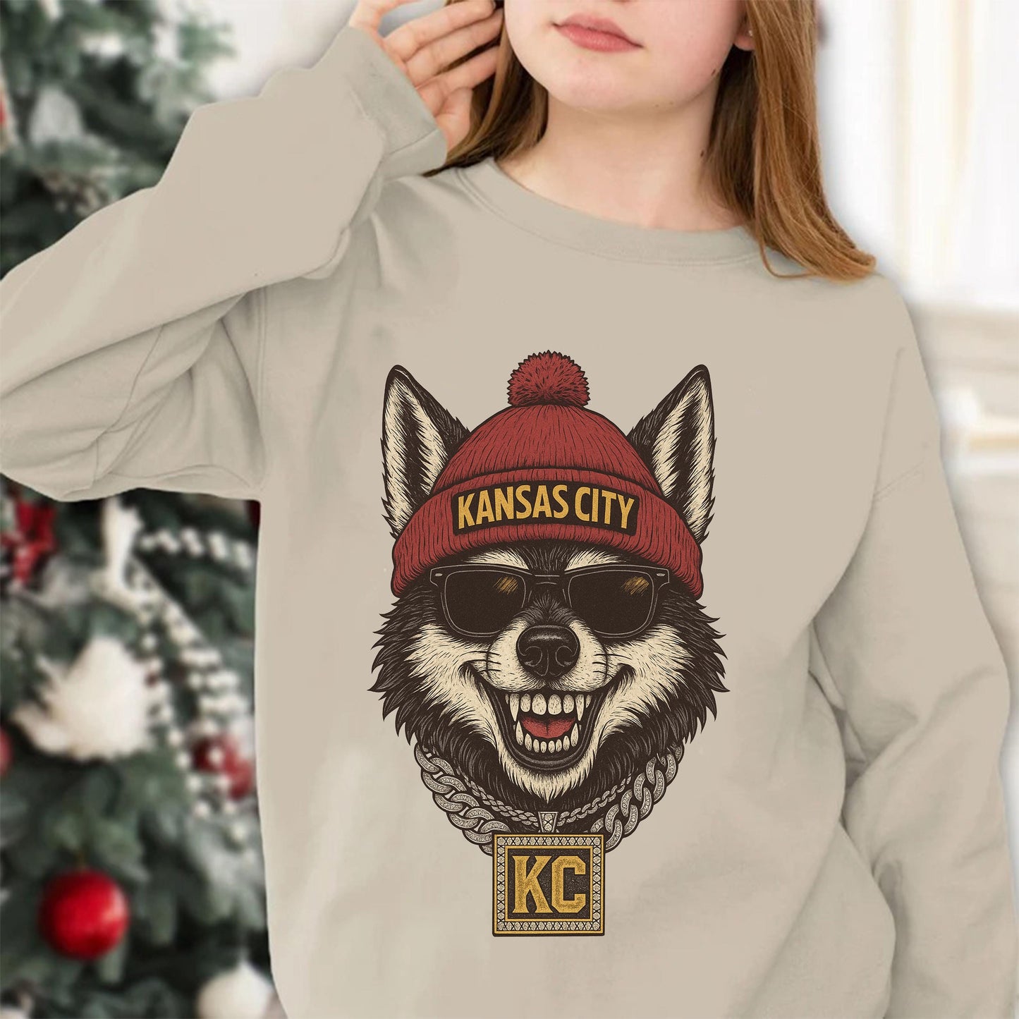 Kansas City Wolf FootballSweatshirt, Football Fan Gift, Game Day Shirt, Kansas City Sweatshirt,Vintage Style Kansas City