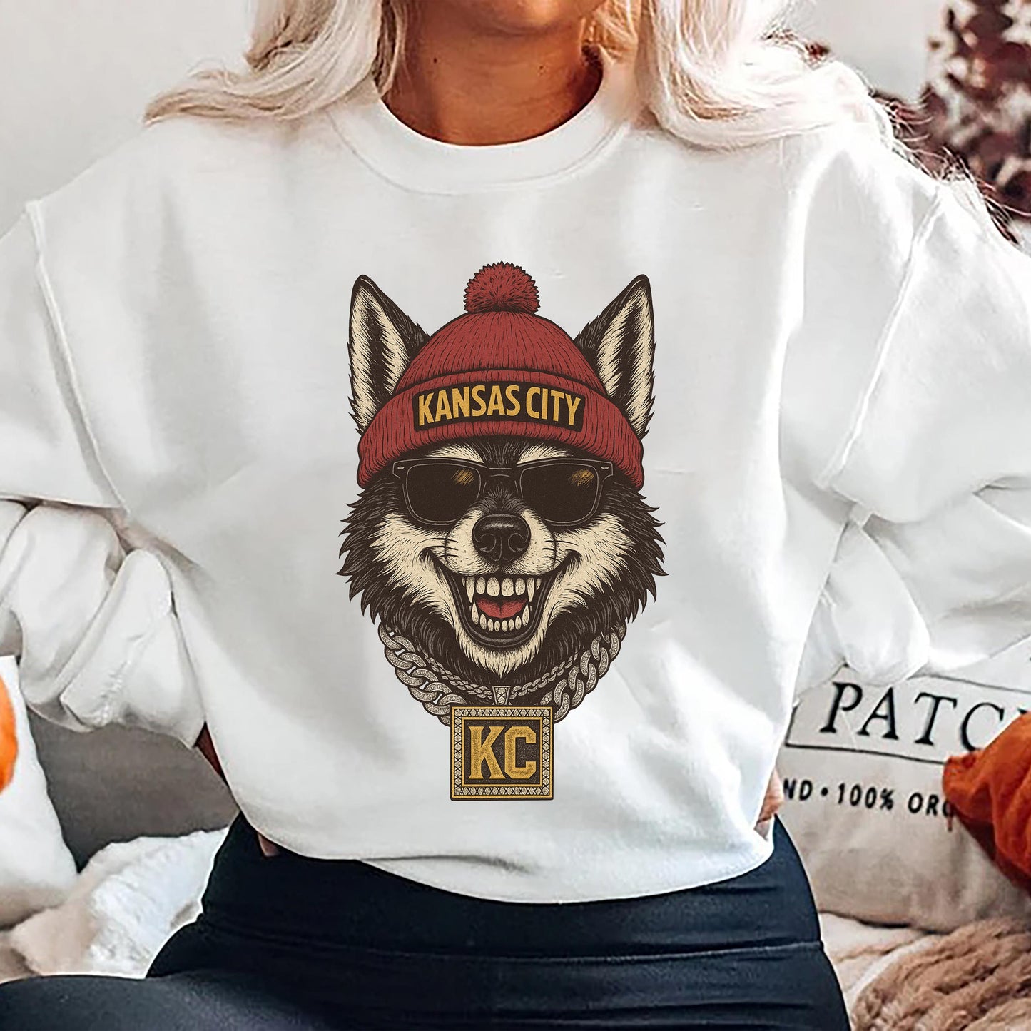 Kansas City Wolf FootballSweatshirt, Football Fan Gift, Game Day Shirt, Kansas City Sweatshirt,Vintage Style Kansas City