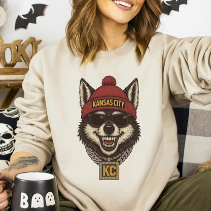 Kansas City Wolf FootballSweatshirt, Football Fan Gift, Game Day Shirt, Kansas City Sweatshirt,Vintage Style Kansas City
