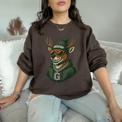 Green Bay Deer Football Vintage Style Sweatshirt, Green Bay Shirt Retro Style 90s Unisex Crewneck, Graphic Tee Gift For Football Fan Sport.