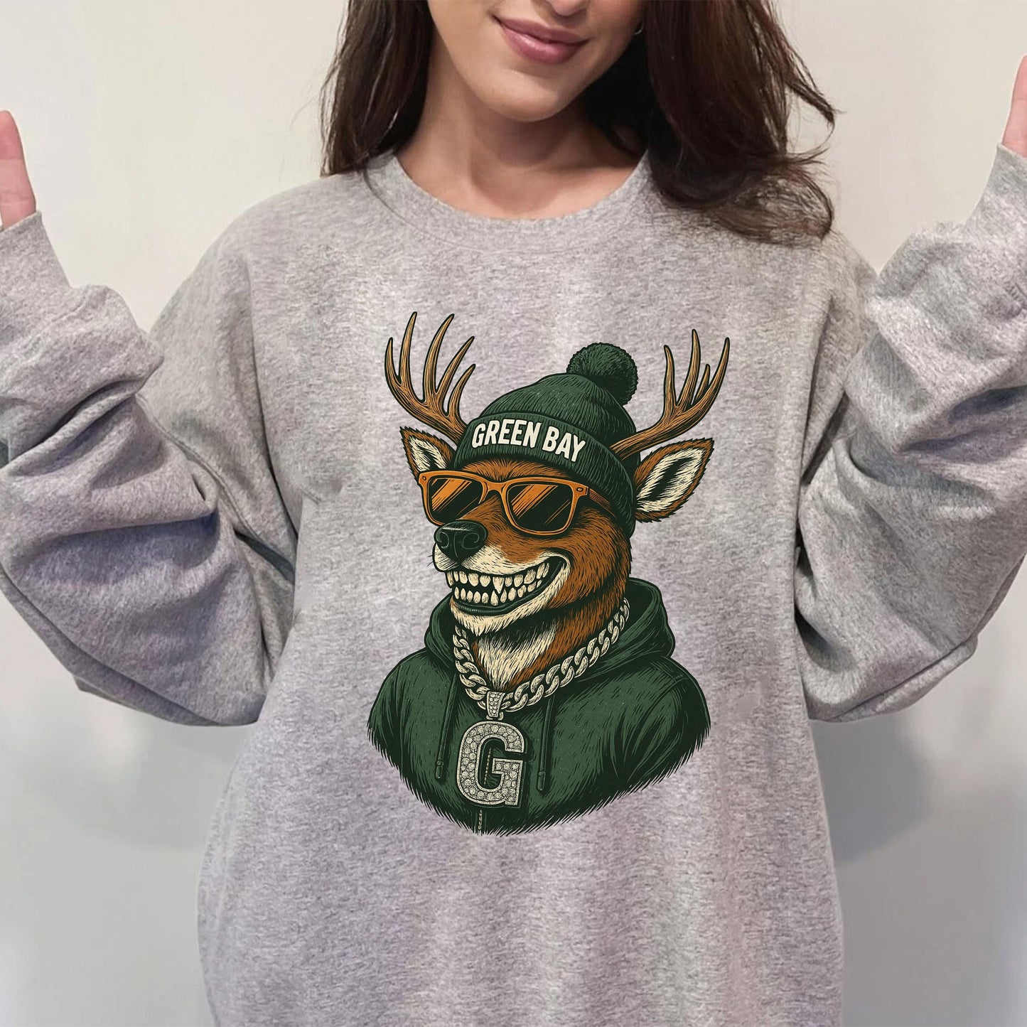 Green Bay Deer Football Vintage Style Sweatshirt, Green Bay Shirt Retro Style 90s Unisex Crewneck, Graphic Tee Gift For Football Fan Sport.