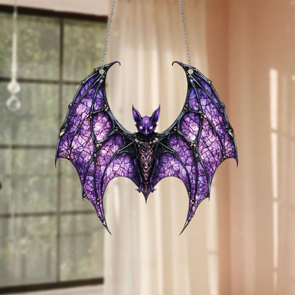 Decorative Purple Bat Window Hanging Ornament for Gothic Home Decor, Halloween Party, and Fantasy Lover Gift Idea