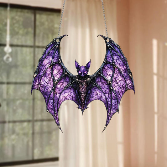 Decorative Purple Bat Window Hanging Ornament for Gothic Home Decor, Halloween Party, and Fantasy Lover Gift Idea