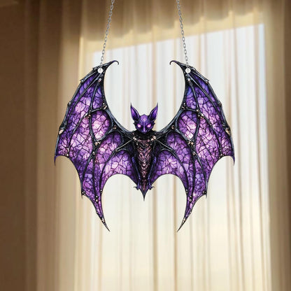Decorative Purple Bat Window Hanging Ornament for Gothic Home Decor, Halloween Party, and Fantasy Lover Gift Idea