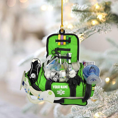 Personalized EMT Paramedic Bag 2D Flat Ornaments, Christmas Gifts For EMT Worker, Paramedic, Christmas decor