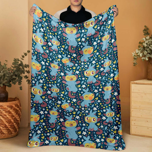 Grookey Fleece Blanket, Cute Kawaii Throw for Kids and Adults, Soft Cozy Cotton Bedding, Monkey Home Decor Gift, Grookey Blanket Gifts