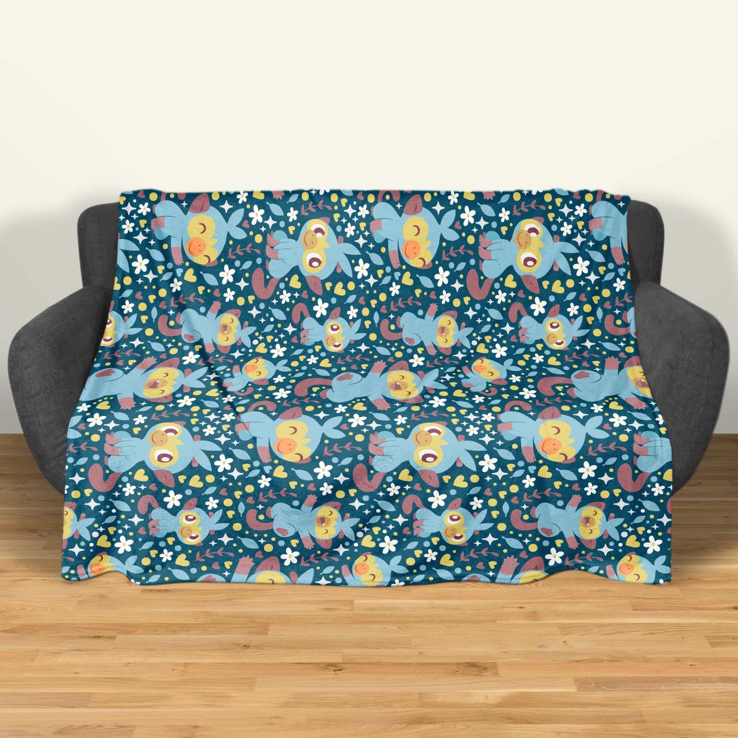 Grookey Fleece Blanket, Cute Kawaii Throw for Kids and Adults, Soft Cozy Cotton Bedding, Monkey Home Decor Gift, Grookey Blanket Gifts