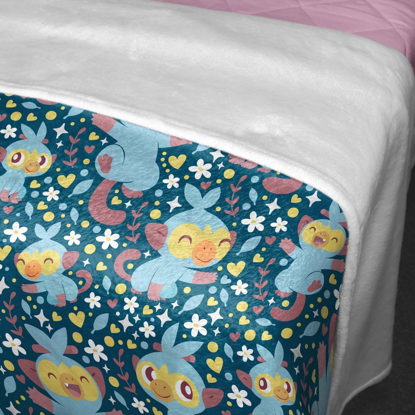 Grookey Fleece Blanket, Cute Kawaii Throw for Kids and Adults, Soft Cozy Cotton Bedding, Monkey Home Decor Gift, Grookey Blanket Gifts