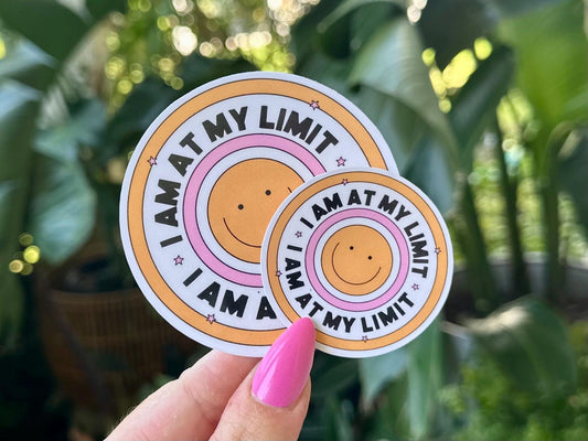 I Am At My Limit Waterproof Sticker, Mental Health Stickers, Handdrawn Art, Bestfriend Gifts, Positivity, Funny