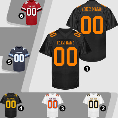 Custom Black Football Jersey Men Women, Personalized Black Orange White Football Jersey Shirt, Customize Team jersey Uniform for Fans Lovers