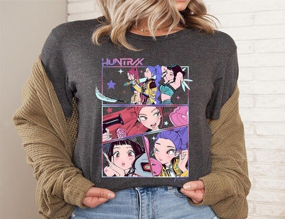 comfort colors Kpop demon hunters shirt Jinu manga tee Korean pop lover gift Huntrix Kpop shirt Demon hunter merch Saja girls fan sweatshirt