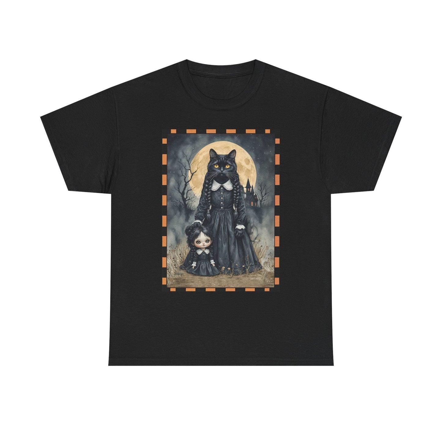 Halloween Black Cat Wednesday Unisex Heavy Cotton Tee