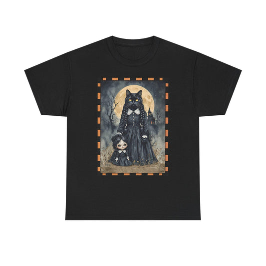 Halloween Black Cat Wednesday Unisex Heavy Cotton Tee