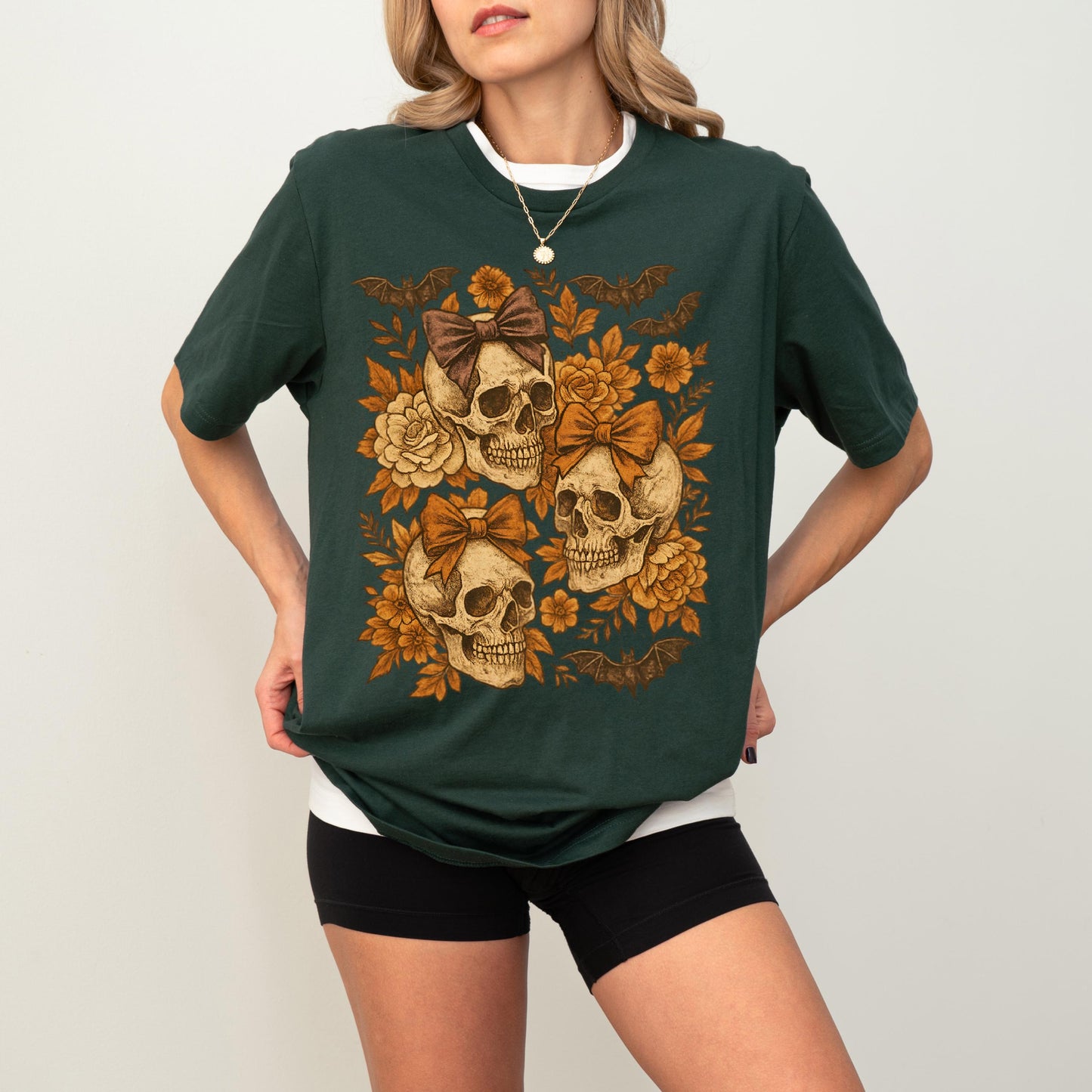 Coquette Bow Skull Shirt, Halloween Skeleton Shirt, Spooky Season Sweatshirt, Fall Season Skeleton Tee, Halloween Family Holiday Gift Hoodie