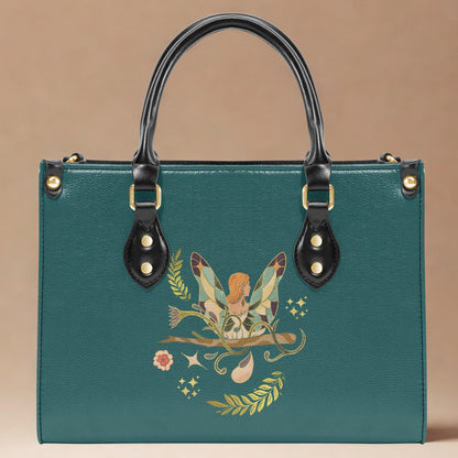 Fantasy Elf Handbag | Fairy Botanical Tote Bag | Floral Elf Purse | Woodland Fantasy Art | PU Leather Shoulder Bag