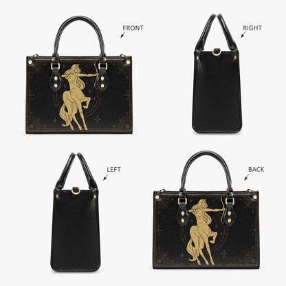Sagittarius Zodiac Handbag | Celestial Archer Purse | Black Gold Astrology Bag | Mystical Moon Star PU Leather | Gift for Her