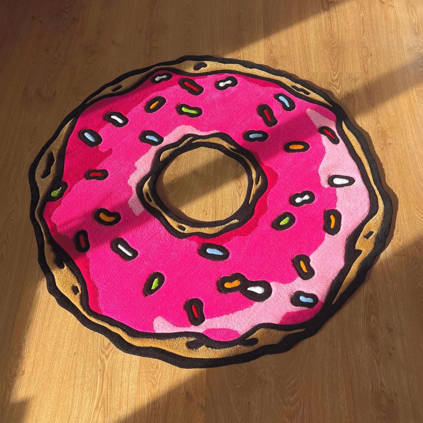 Handmade Tufted Pink Donut Rug - Perfect Gift for Friends, Girlfriends, Kids, Colleagues and Cartoon Fans