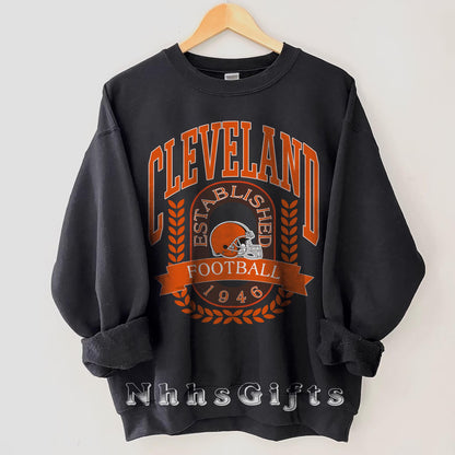 Cleveland Football Retro Style Shirt, Trendy Sweatshirt Cleveland Football Fan Gift, Cleveland Game Day Shirt, Cleveland Sweatshirt