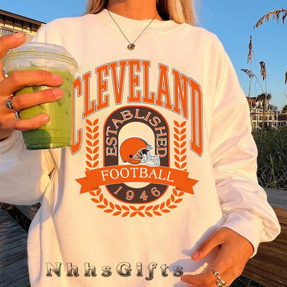 Cleveland Football Retro Style Shirt, Trendy Sweatshirt Cleveland Football Fan Gift, Cleveland Game Day Shirt, Cleveland Sweatshirt