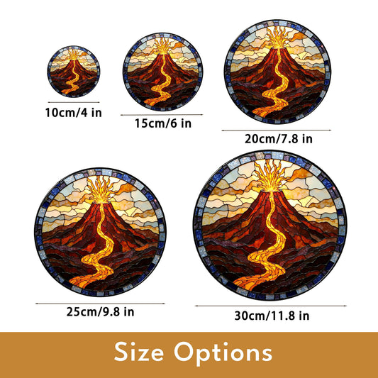 Suncatcher stained glass volcano eruption with flowing lava housewarming gift for mom birthday gift