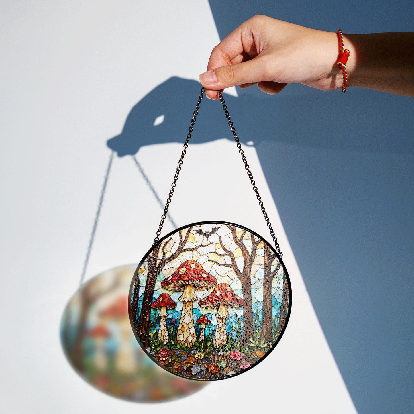 Suncatcher stained glass red mushroom forest gift for mom Mothers Day gift housewarming gift