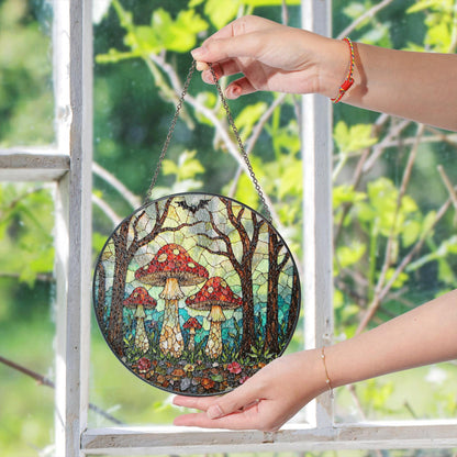 Suncatcher stained glass red mushroom forest gift for mom Mothers Day gift housewarming gift