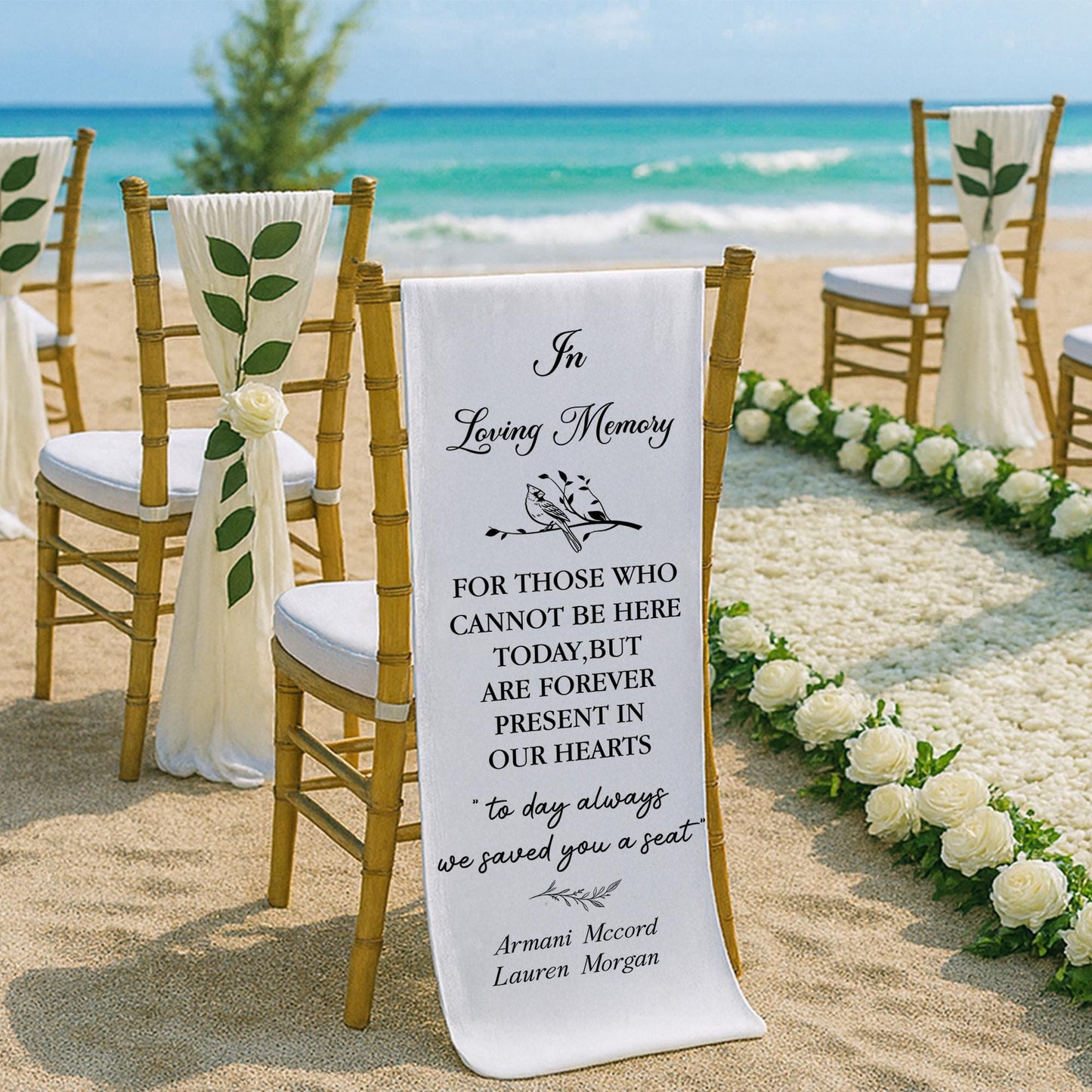 Personalized In Loving Memory Chair Sign, Wedding Memorial Banner, Honoring Lost Loved Ones, Wedding Tribute Chair Decor, Custom Memory Sign