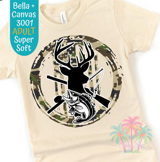 Deer Hunting & Bass Fishing T-Shirt: Outdoorsman Gift