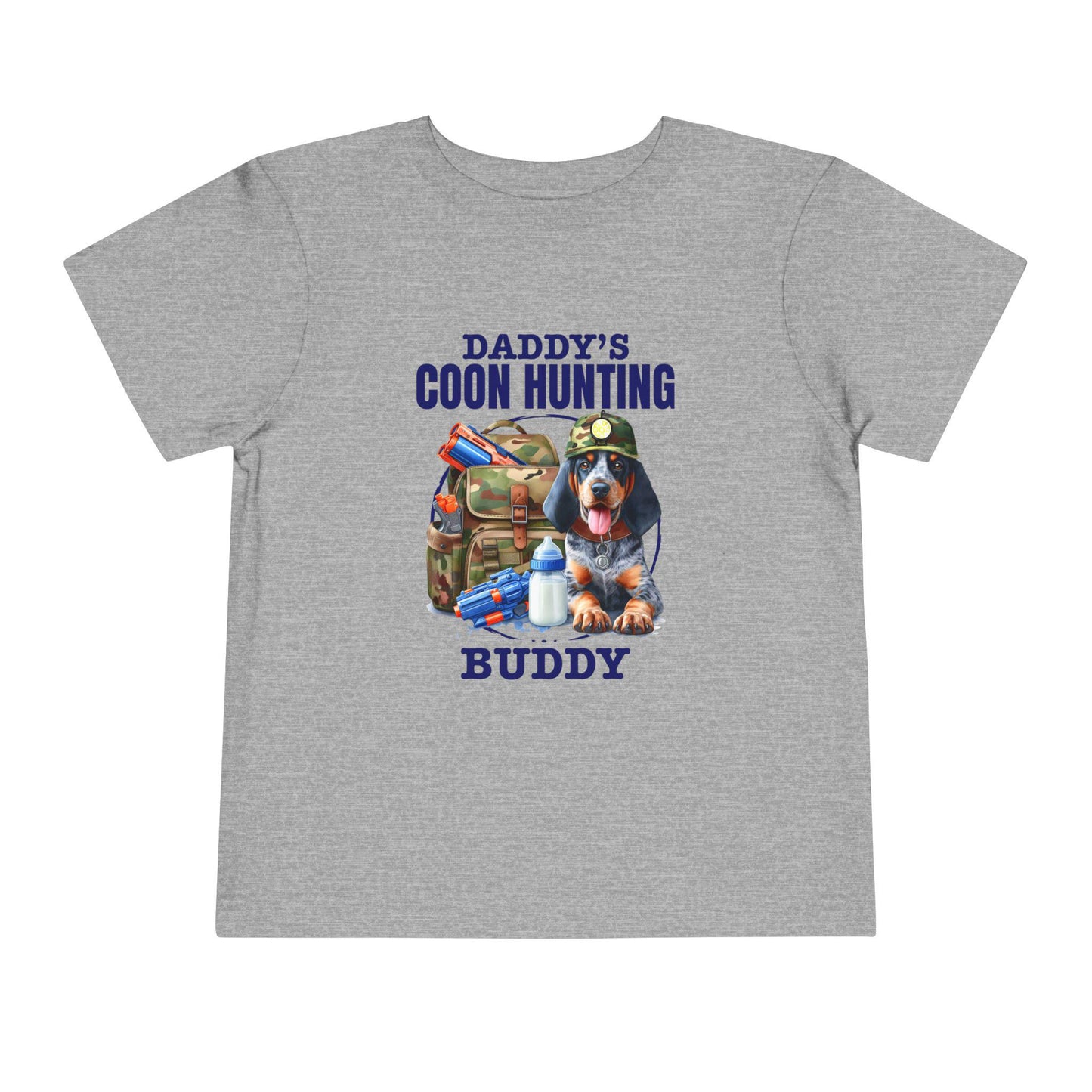 Daddy's Coon Hunting Buddy Toddler Tee, Cute Kids Hunting Shirt, Outdoor Adventure Kids Apparel, Hunter Lover Gift, Boy's Short Sleeve